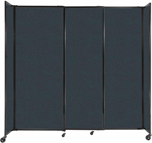 Versare Straightwall Sliding Portable Wall Partition | Freestanding Office Dividers | Locking Wheels | Temporary Room Separator | 7'2" Wide x 6'10" Tall Blue Spruce Fabric Panels