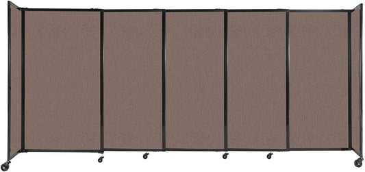 Versare Straightwall Sliding Portable Wall Partition | Freestanding Office Dividers | Locking Wheels | Temporary Room Separator | 11'3'' Wide x 5' Tall Latte Fabric Panels