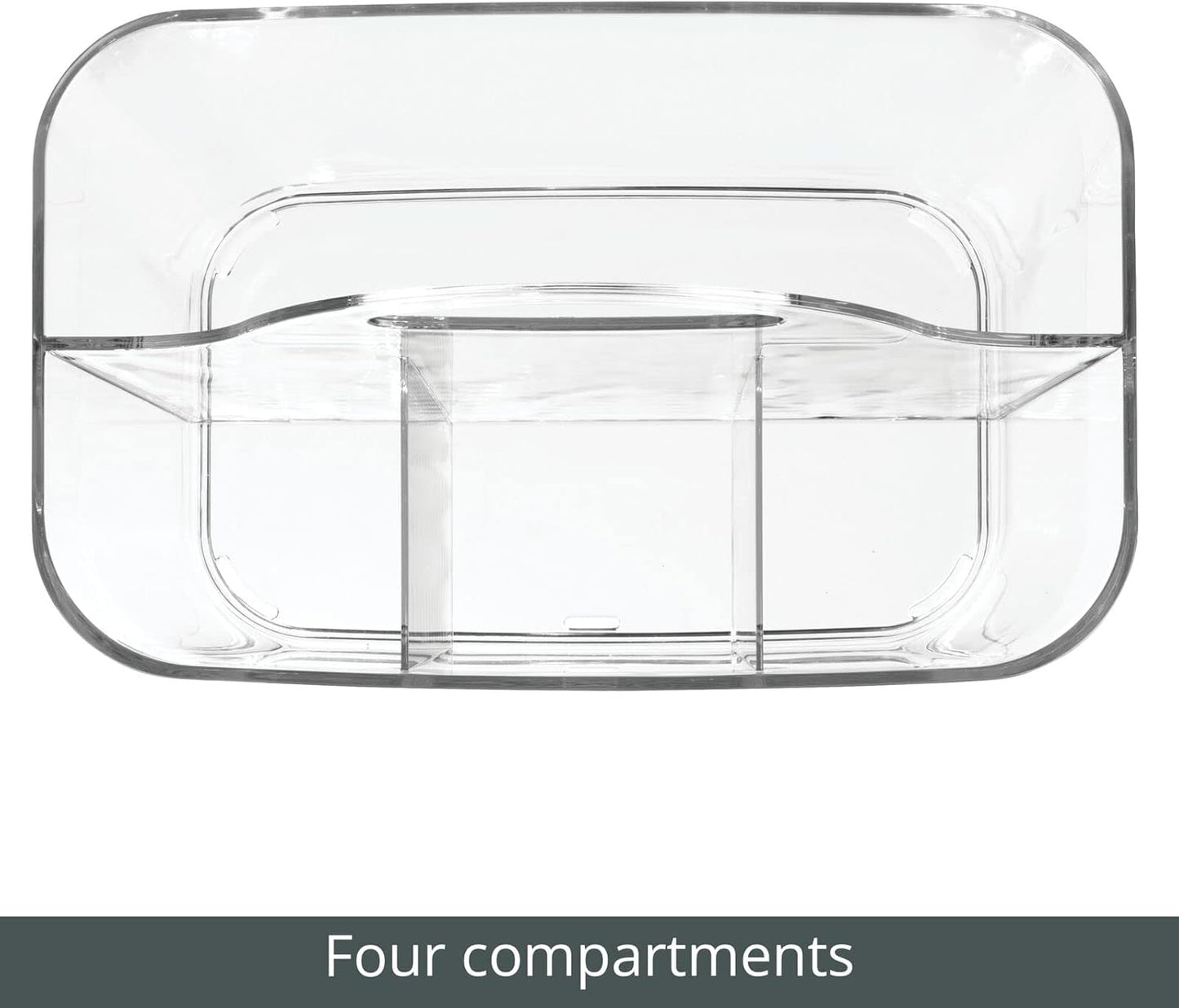 MetroDecor mDesign School Supplies Desk Organizer Tote for Scissors, Pens, Pencils, Notepads, Markers, Highlighters, Tape - Small, Clear