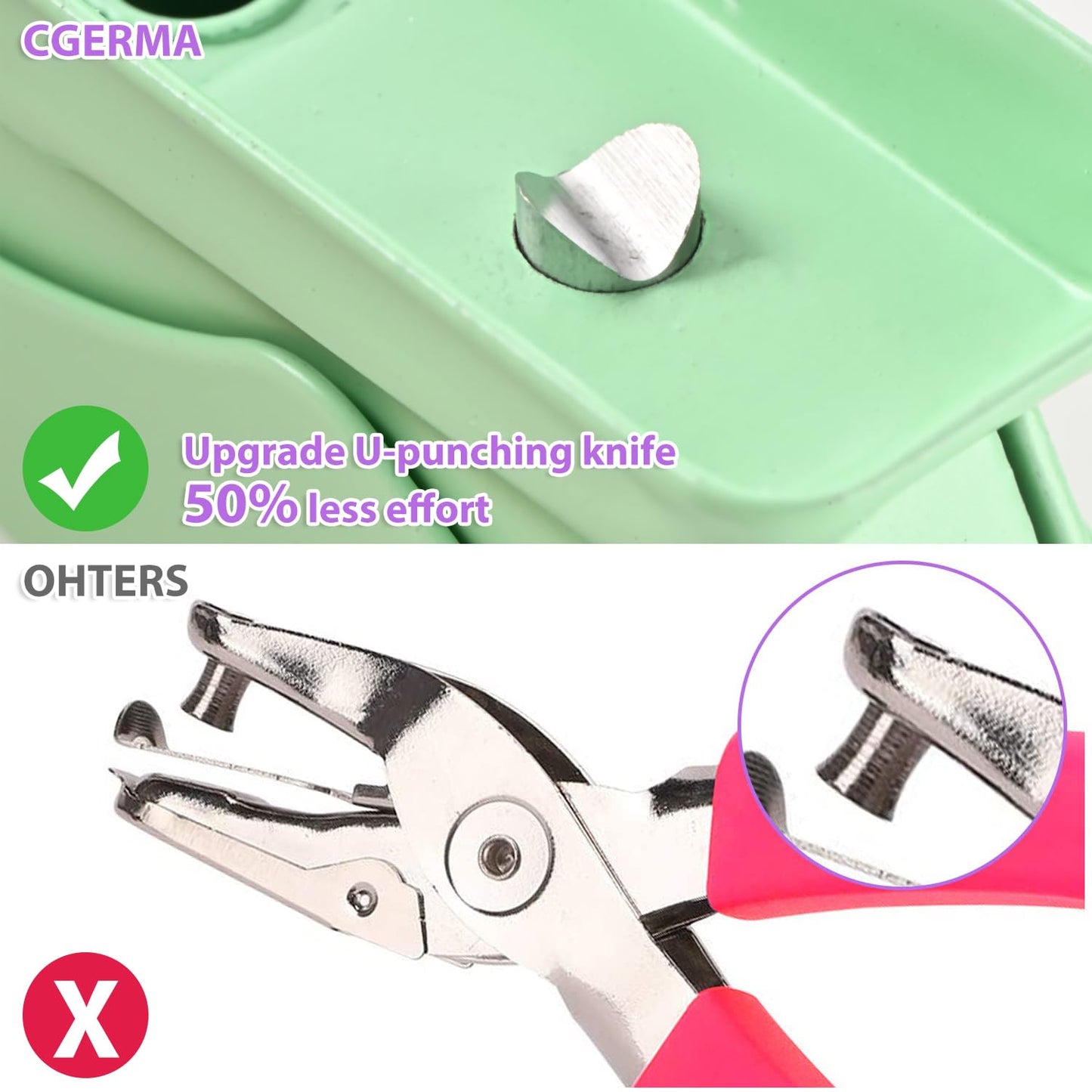 Single Hole Puncher, 3 Pack ， 1/4" Hole, 50% Labor Savings, Heavy Duty Metal Punch, 15 Sheet Capacity, for ID Cards, Chipboard, Art Project, Crafts Easy Punching,