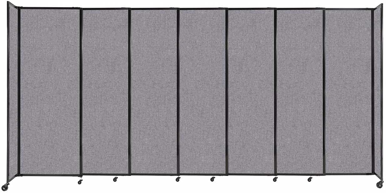 Versare Straightwall Sliding Portable Wall Partition | Freestanding Office Dividers | Locking Wheels | Temporary Room Separator | 15'6'' Wide x 7'6'' Tall Cloud Gray Fabric Panels