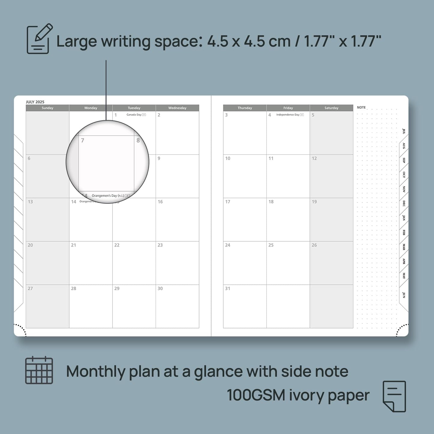 POPRUN Planner 2025-2026 (Large 8.5''x 10.5''), Horizontal Weekly Notebook Jul.2025 - Jun.2026, Academic Appointment Book with Monthly Tabs, Leather Hardcover, Inner Pocket, 100 GSM - Army Green