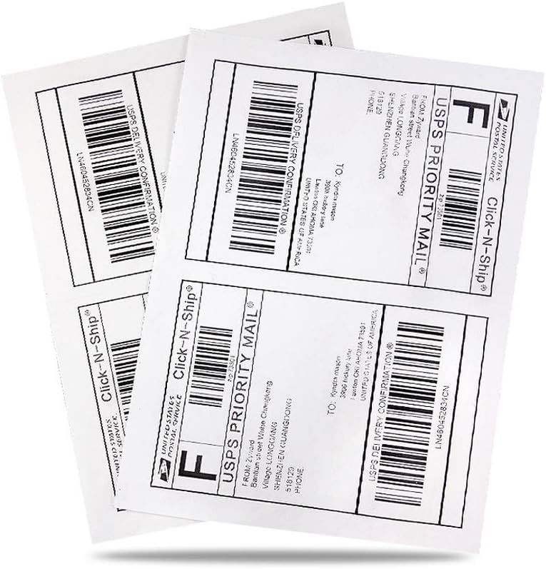 8.5" x 5.5" Half Sheet Self Adhesive Shipping Labels for Laser or Inkjet Printer (1000 Labels)