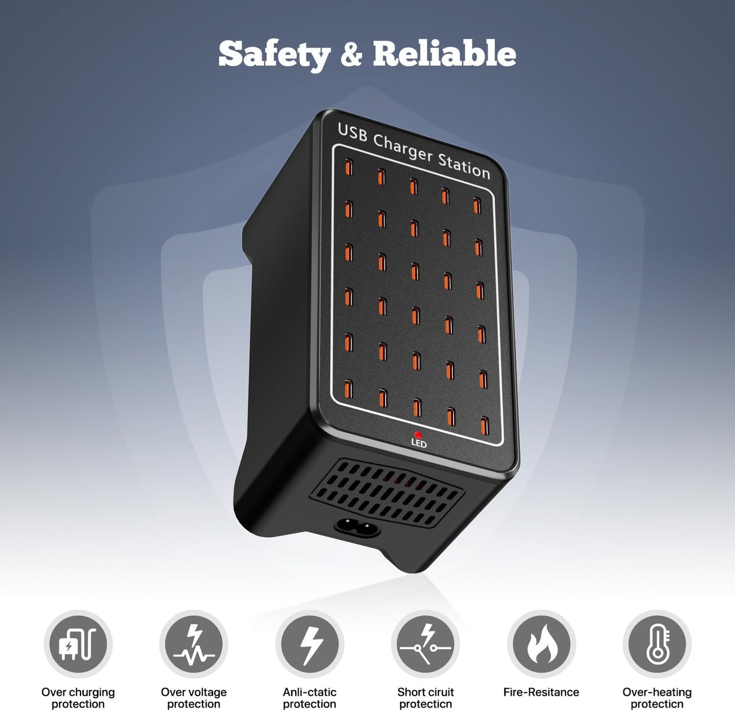 USB C Charger Station 150W, 30 Port USB Charger Block USB Charging Hub, Multiport USB C Charger Desktop Charger Compatible with iPhone 16/15/14/13/12/11, iPad, Tablets, Samsung GalaxyS23 S22,Phone