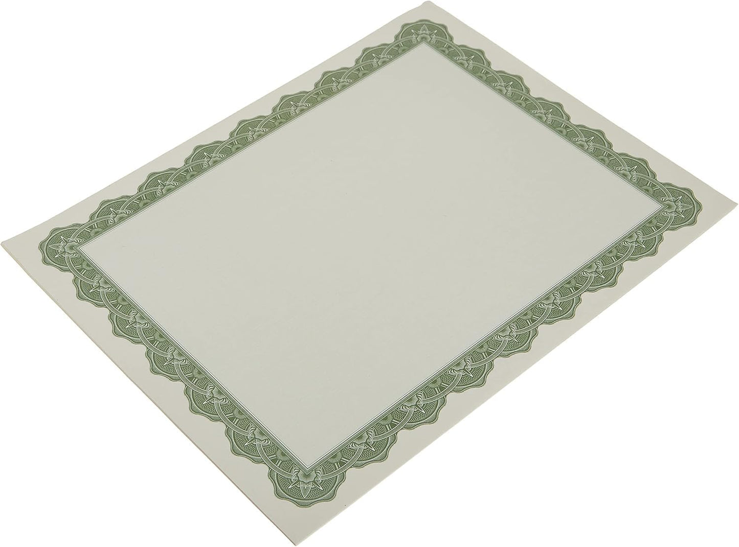 Optima Green Certificates with Gold Foil Seals, 8.5 x 11, Seal 1.75", Pack of 25 (39452S)
