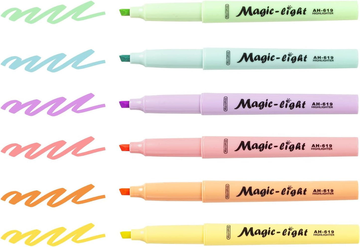 AIHAO Pastel Highlighters, Assorted Color, Chisel Tip Marker Pen, 12Pack, No Bleed, Aesthetic Cute Highlighter, Ideal for School Office Supplies.
