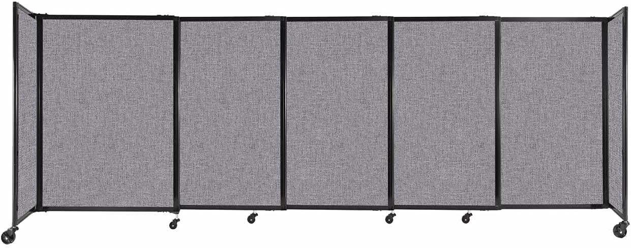 Versare Straightwall Sliding Portable Wall Partition | Freestanding Office Dividers | Locking Wheels | Temporary Room Separator | 11'3'' Wide x 4' Tall Cloud Gray Fabric Panels