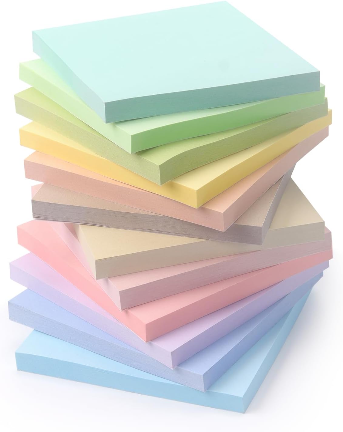 Sticky Notes 3x3 Inch, 12 Pack, 12 Pastel Multi Colors Note Pads, 50 Sheets/Pad, Perfect for Office, School, and Home Organization