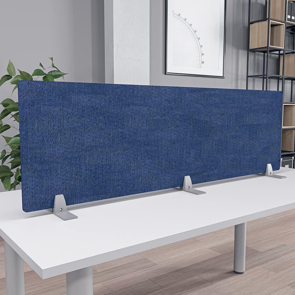 Freestanding Acoustic Desk Divider with Mount | Eco-Friendly Privacy Screen Panel | Noise Reducing Desk Partition | Tackboard Option & Easy to Install | Made from Recycled Plastic | White - 18" X 35"