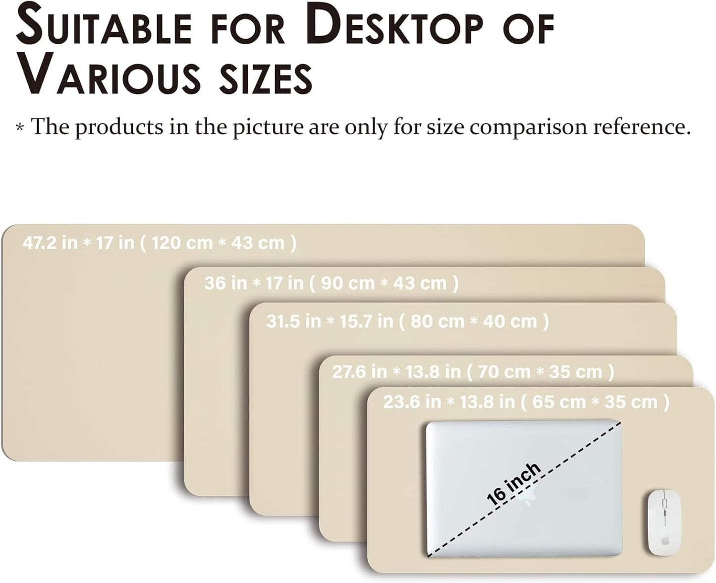 Large Desk Mat - 47.2"x 17" Non-Slip PU Desk Pad for Office and Home - Ideal for Large Mouse Pad and Desk Mats on Top of Desks(Beige)
