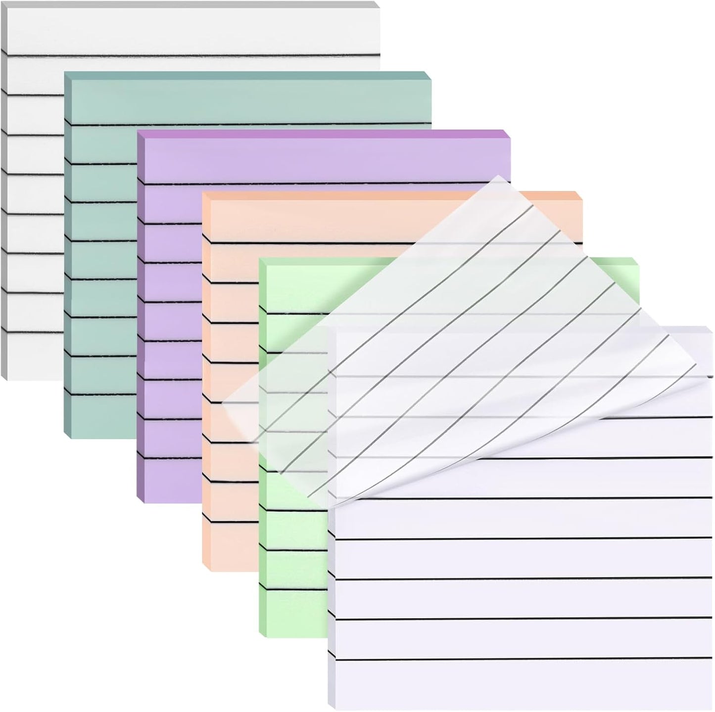 3x3 Inch Transparent Sticky Notes 300 Sheets, Clear Translucent Lined Self-Adhesive Memo See Through Reminder Pad for Office School Students Planners Journals Bible Supplies (Dark Morandi)