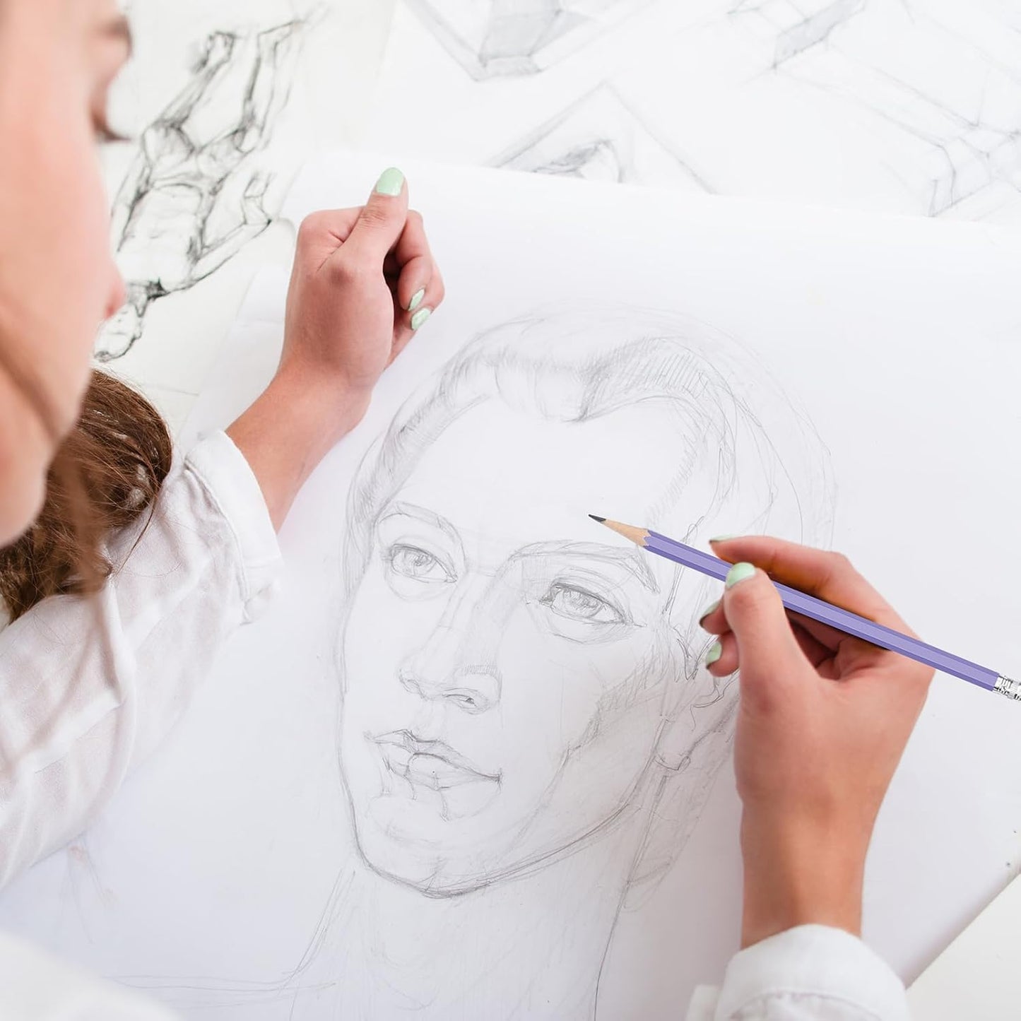 TecUnite 120 Pcs #2 HB Pencils with Eraser No 2 Unsharpened Wooden Hexagonal Pencils for Adults Gifts for School Exam art Learning Office Sketching(Purple Series)