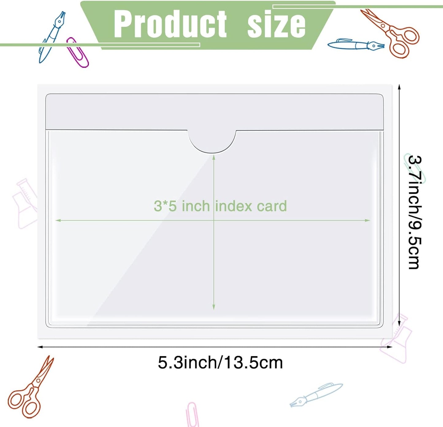Outus 500 Pack Self Adhesive Index Card Holder Clear Plastic Label Pockets with Top Open for Loading Sticky Business Card Sleeves for Storage Bins Library Organizing Photo Protecting(5.3 x 3.7 Inch)