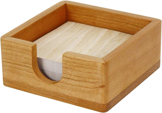 MultiBey Cherry Wood Sticky Note Holder, Self -Sticky Note Pad Holder, Thicked Wooden Post it Note Dispenser Memo Pad Holder, Desktop Accessories Organizer for Office School Home