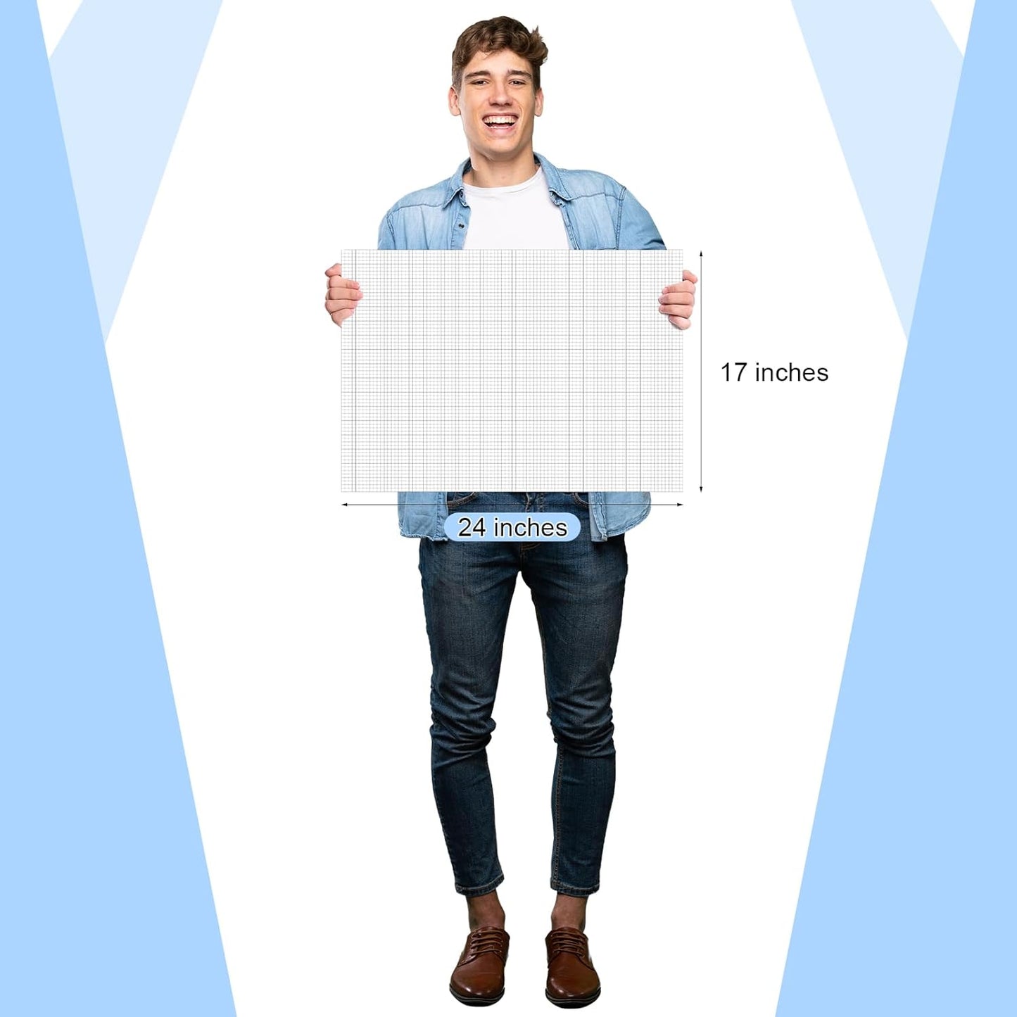 25 Sheet Graph Paper Pad 24" x 17" Large Graph 1" and 1/4" Ruled Grid Paper for Engineer Architect Designer Mathematician Draftsmen Sketch House Commercial Building Plan Drafting(White)