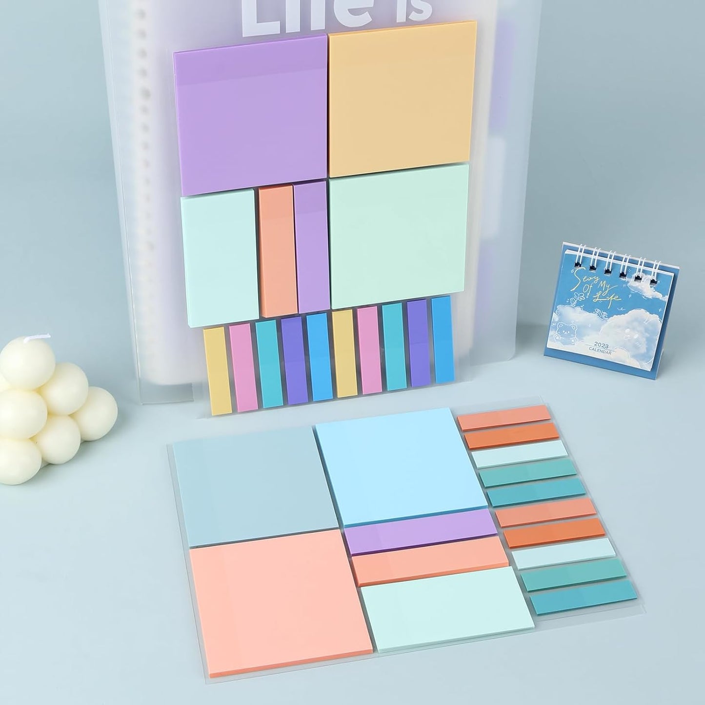 Temiary 500 Sheets Transparent Macaron Sticky Notes 3 x 3 inch, Clear Sticky Note Waterproof See Through Memo Pad, Translucent Writable Index Book Tabs for Annotating Supplies Office & School