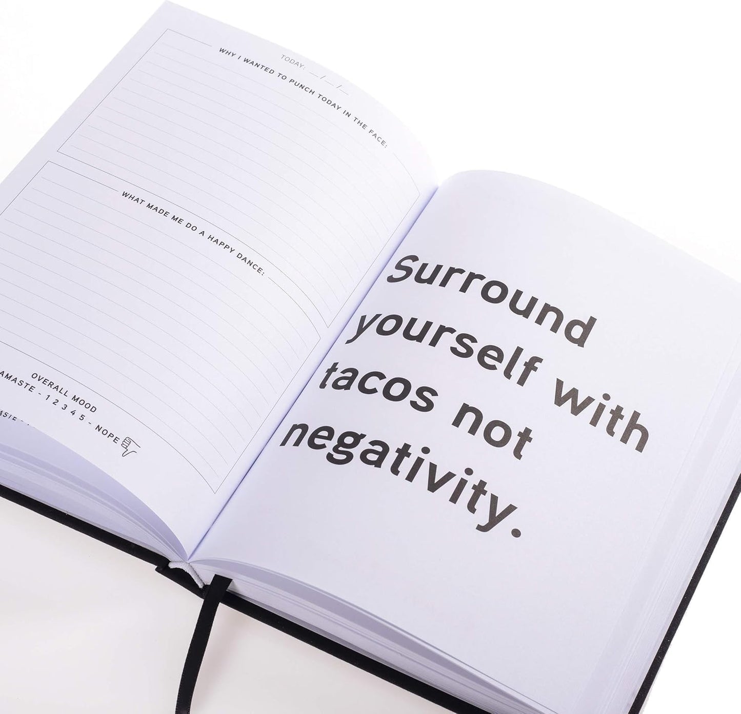 Graphique Self-Care Journal - Punch Today in the Face - 256 Pages - Weekly Quote & Daily Fill in Interiors - Hardbound Fabric Cover - Ribbon Marker (6" x 8")