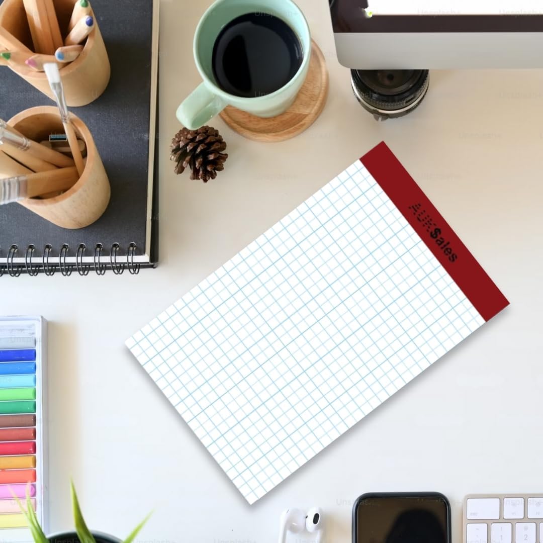 Grid Paper Pad 5x8 Inches, Graph Paper Pad 4x4, Grid Notepad, 36 Pack, 5x8 Graph Paper 1/4 Grid, Graphing Paper, Engineering Pad, 100 Sheets 200 Pages Perforated Pad for School, Home, & Office