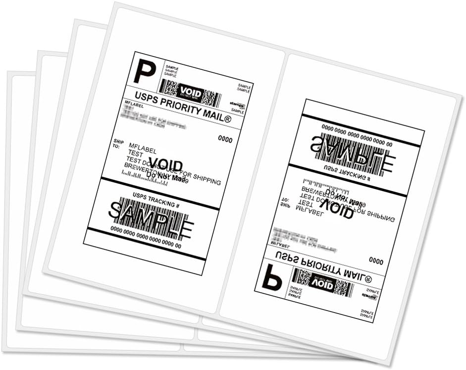 MFLABEL® Round Corner Half Sheet Shipping Labels 2-UP Click-n-Ship Mailing Postage Labels(200Labels)