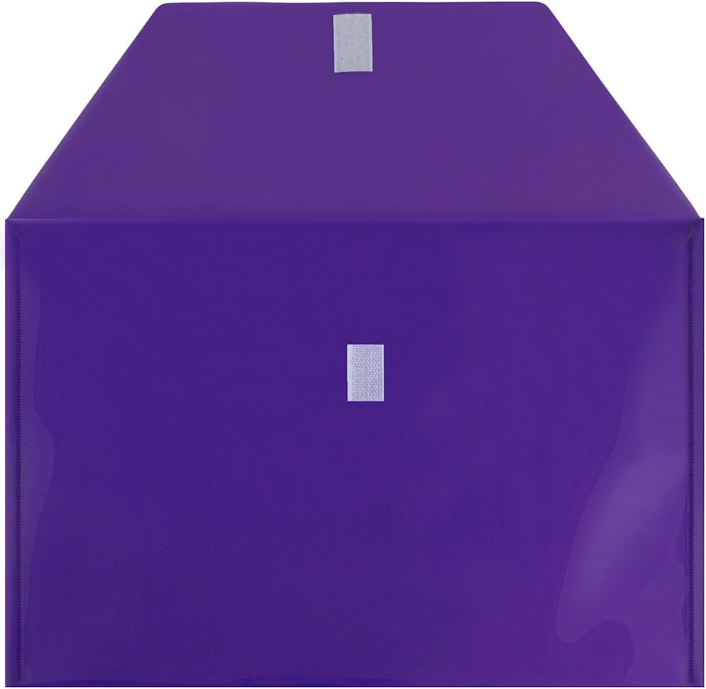JAM PAPER Plastic Envelopes with Hook & Loop Closure - Legal Booklet - 9 3/4 x 14 1/2 - Assorted Colors - 12/Pack