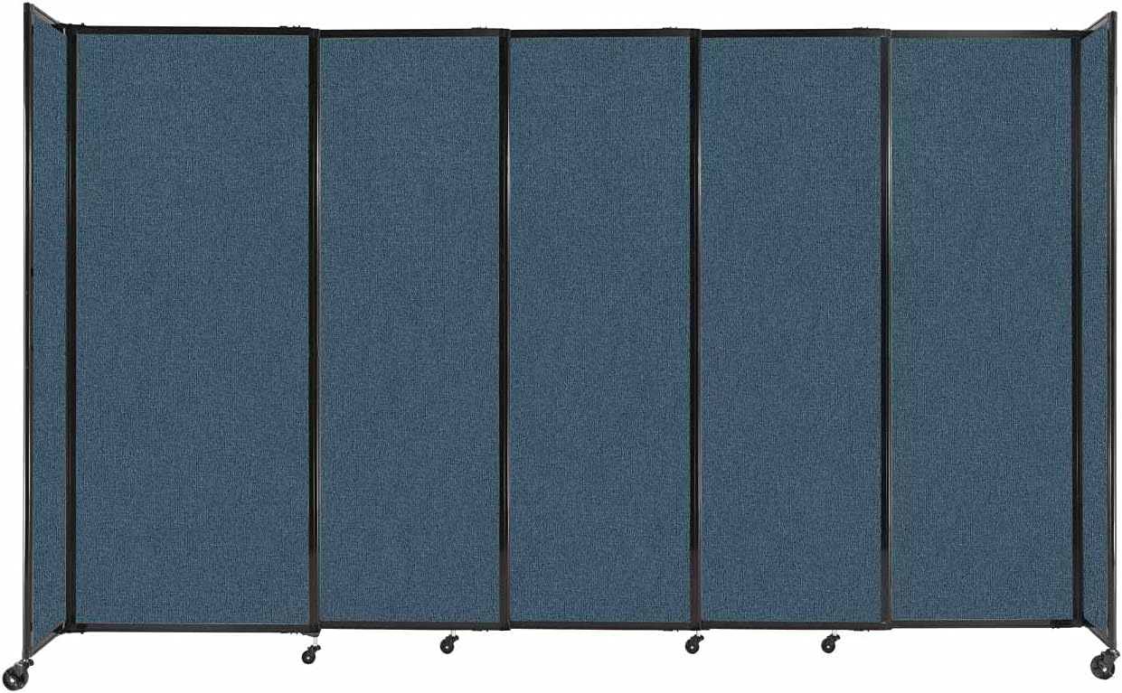 Versare Straightwall Sliding Portable Wall Partition | Freestanding Office Dividers | Locking Wheels | Temporary Room Separator | 11'3" Wide x 6'10" Tall Caribbean Fabric Panels