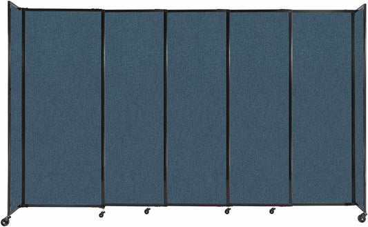 Versare Straightwall Sliding Portable Wall Partition | Freestanding Office Dividers | Locking Wheels | Temporary Room Separator | 11'3" Wide x 6'10" Tall Caribbean Fabric Panels