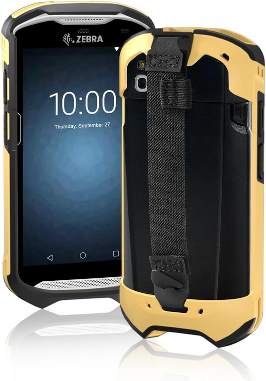 TC51 TC52 TC56 TC57 TC510K Case with Hand Strap - Protective & Ergonomic for Zebra Handheld Barcode Scanners SG-TC5X-EXO1-01 SG-TC5X-EXONHS-01 (Black-Yellow Blend)