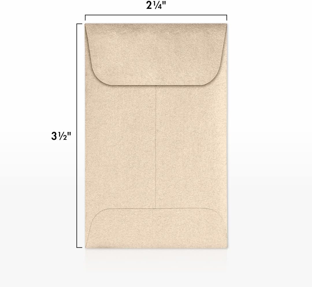 LUXPaper #1 Coin Envelopes | 2 1/4" x 3 1/2" | Taupe Metallic | 80lb. Text | 500 Qty