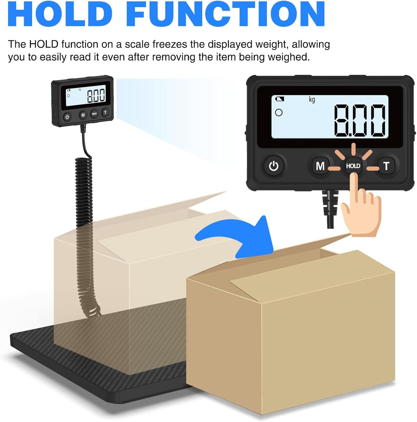 MAXUS Shipping Scale 440LB/10g Accuracy, Postal Scale for Packages with Hold and Tare Funtion, Digital Postage Scale for Luggage Warehouse Market & Home Use