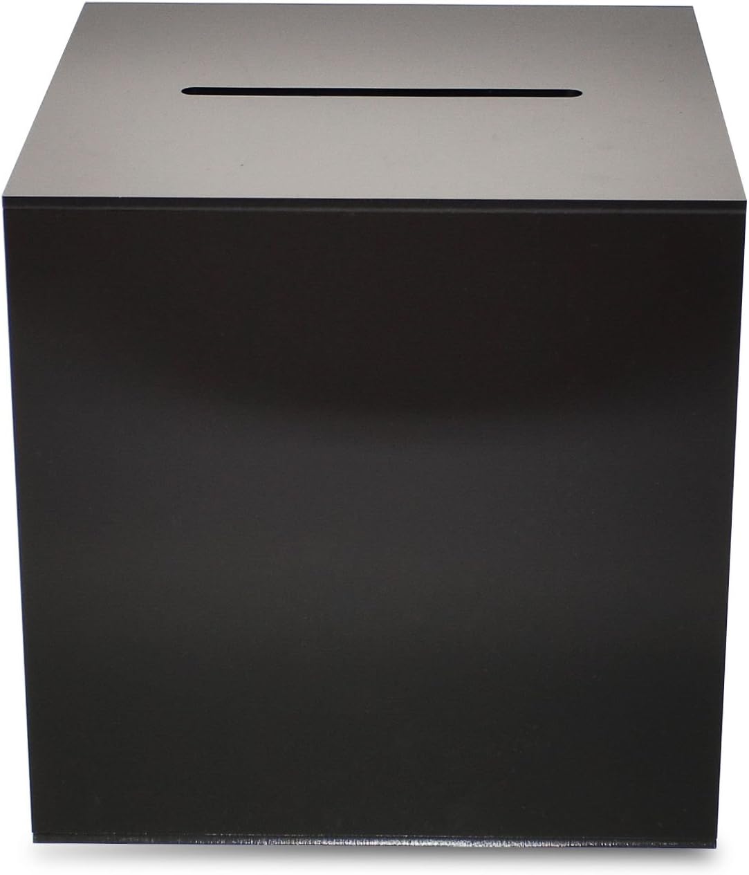 Source One Premium Acrylic Cube Donation Box with Deluxe Rear Open Door and Cam Lock Suggestion Box (12 Inch, Black)