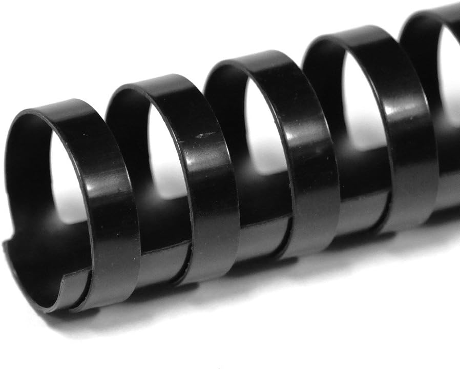TruBind 25mm (1 in.) Comb Binding Spines | 11 in. Length for Letter Size or Smaller Projects | Standard 19-Ring Rectangular Holes | Black | 200 Sheet Binding Capacity | 50 Pack