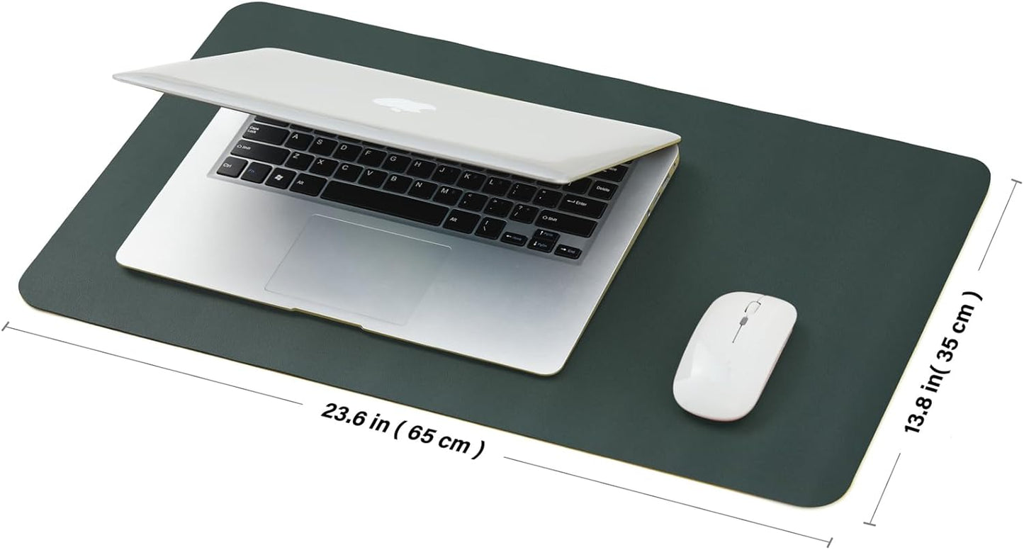 Leather Desk Mat - Small Non-Slip PU Desk Pad for Office and Home - Desk Organization and Accessories - Ideal for Large Mouse Pad and Small Desk Mats on Top of Desks (Dark Green,23.6"x 13.8")