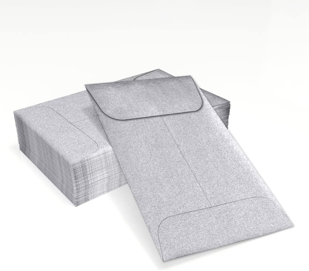 LUXPaper #1 Coin Envelopes | 2 1/4" x 3 1/2" | Silver Metallic | 80lb. Text | 50 Qty