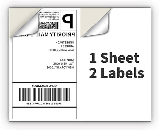 Shipping Label 2 per Sheet /8.5 "x 5.5" Mailing Labels for Laser and Inkjet Printers, Half Page Self Adhesive Sticker Labels for Packages(100 Sheets, 200 Labels)