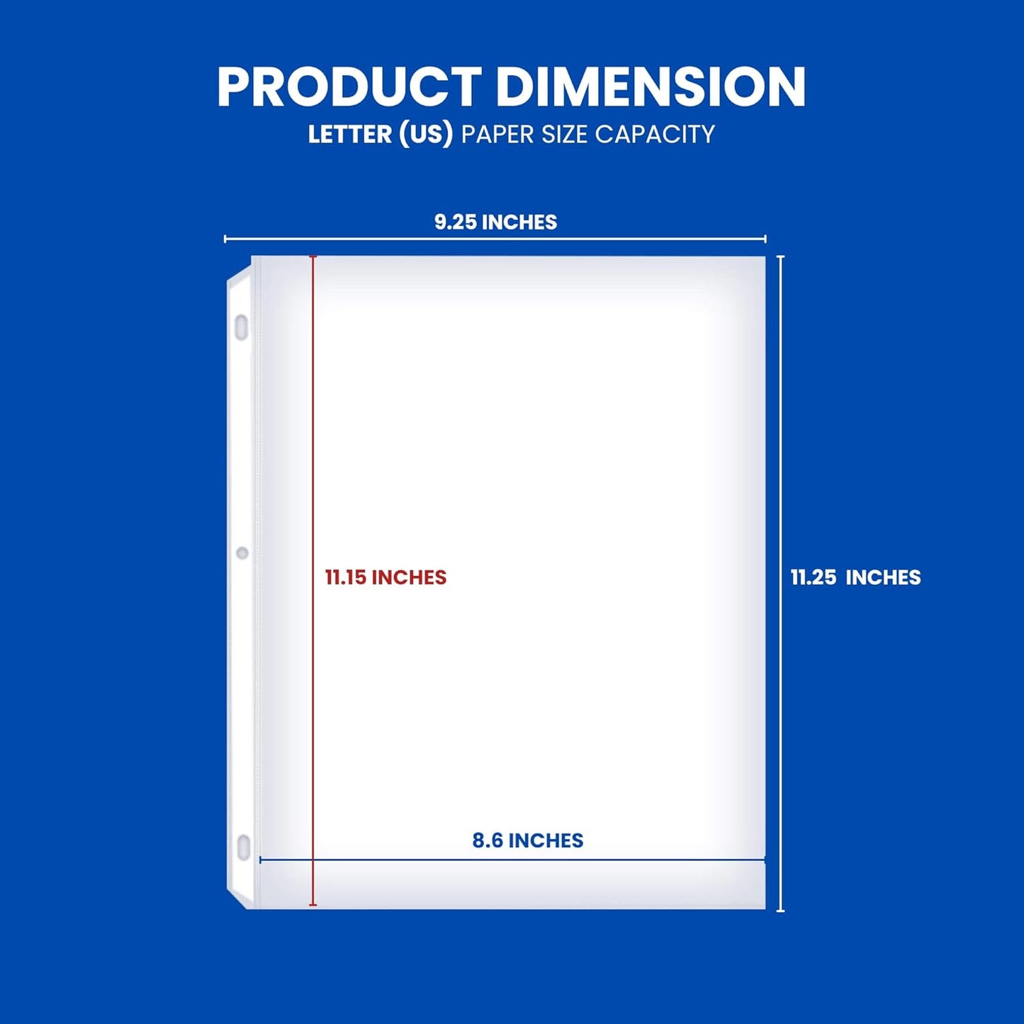 Office Werks 500 Pack of Heavyweight Sheet Protectors, 8.5" X 11" Heavy Duty Clear, Plastic Sheet Sleeves for 3 Ring Binder, Durable Top Loading Paper Protector with Reinforced Holes, Archival Safe