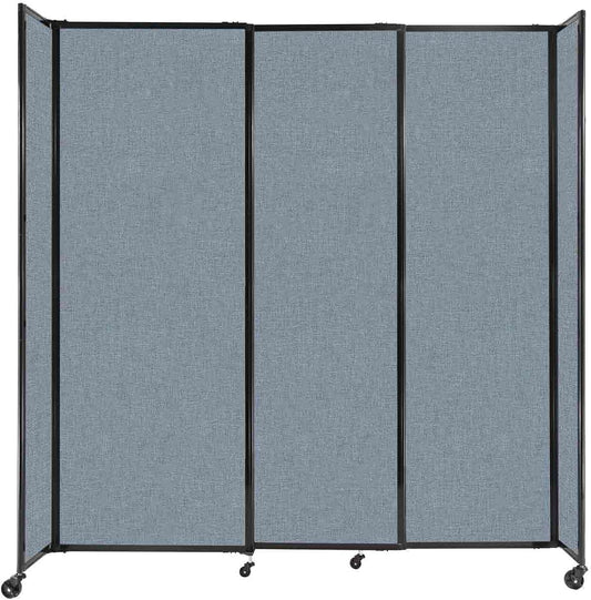 Versare Straightwall Sliding Portable Wall Partition | Freestanding Office Dividers | Locking Wheels | Temporary Room Separator | 7'2'' Wide x 7'6'' Tall Powder Blue Fabric Panels