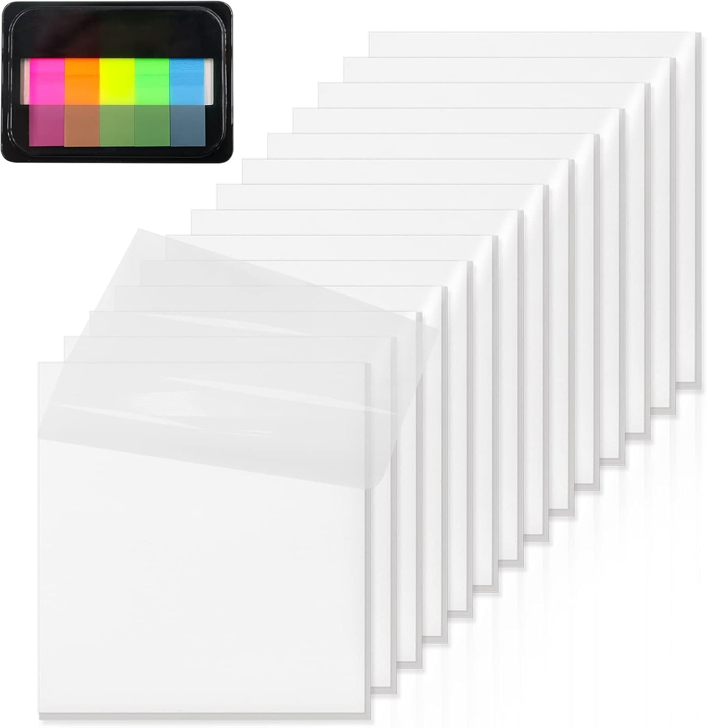 ‎SYMDROMIA Transparent Sticky Notes, 3"x3" Clear Post Translucent Sticky Notes with See Through Self-Adhesive Sticky Pads for Office School College Supplies, 800 Sheets White