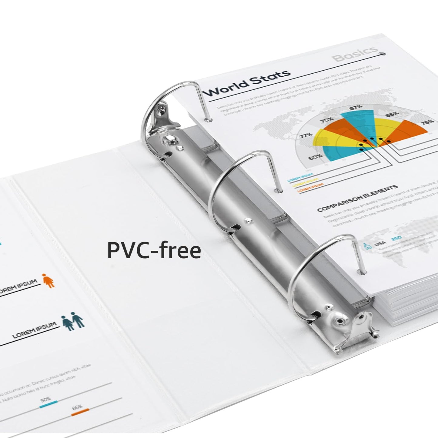 Amazon Basics 3 Ring Binders, 2 Inch, 4 Pack, D-Ring Organizer for School, Home Office, White