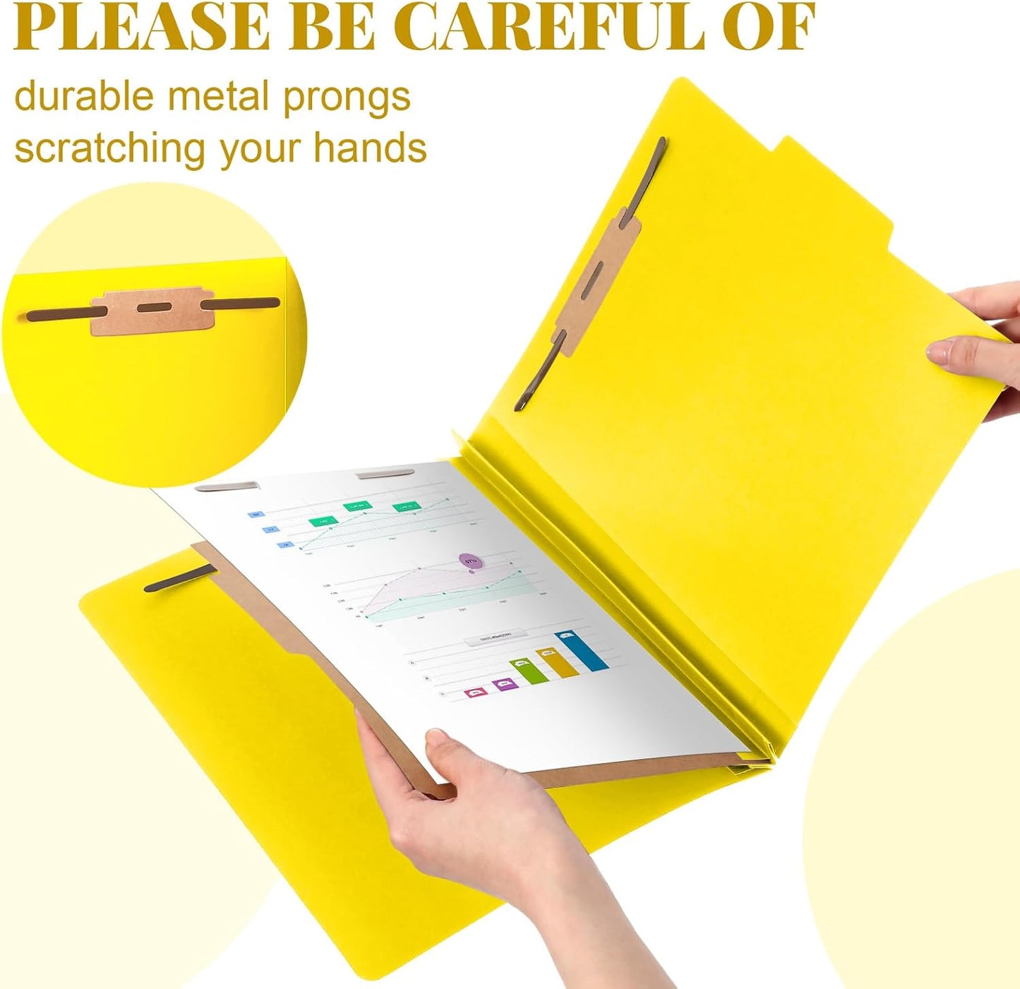 60 Pcs Classification Folders Letter Size, 1 Divider Pressboard File Folder with Fasteners, Expanding File Organizer Bulk for Teachers, Clergy, Office, Church, Christmas Donations (Yellow)