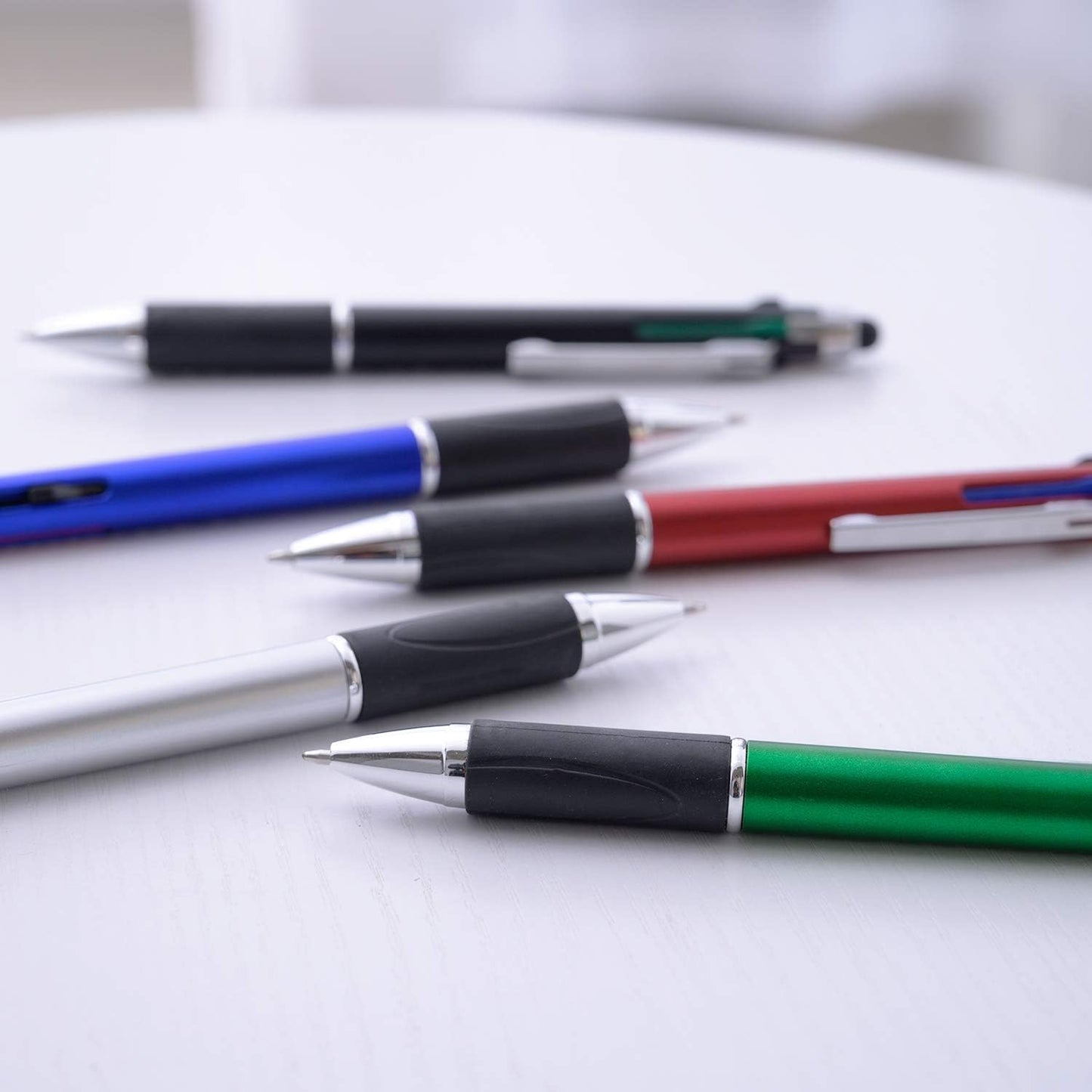 MiSiBao 4-Color Ballpoint Pen Multi Colored Pens in One Medium Point (1.0mm) Touch Screen Stylus, 5-Count