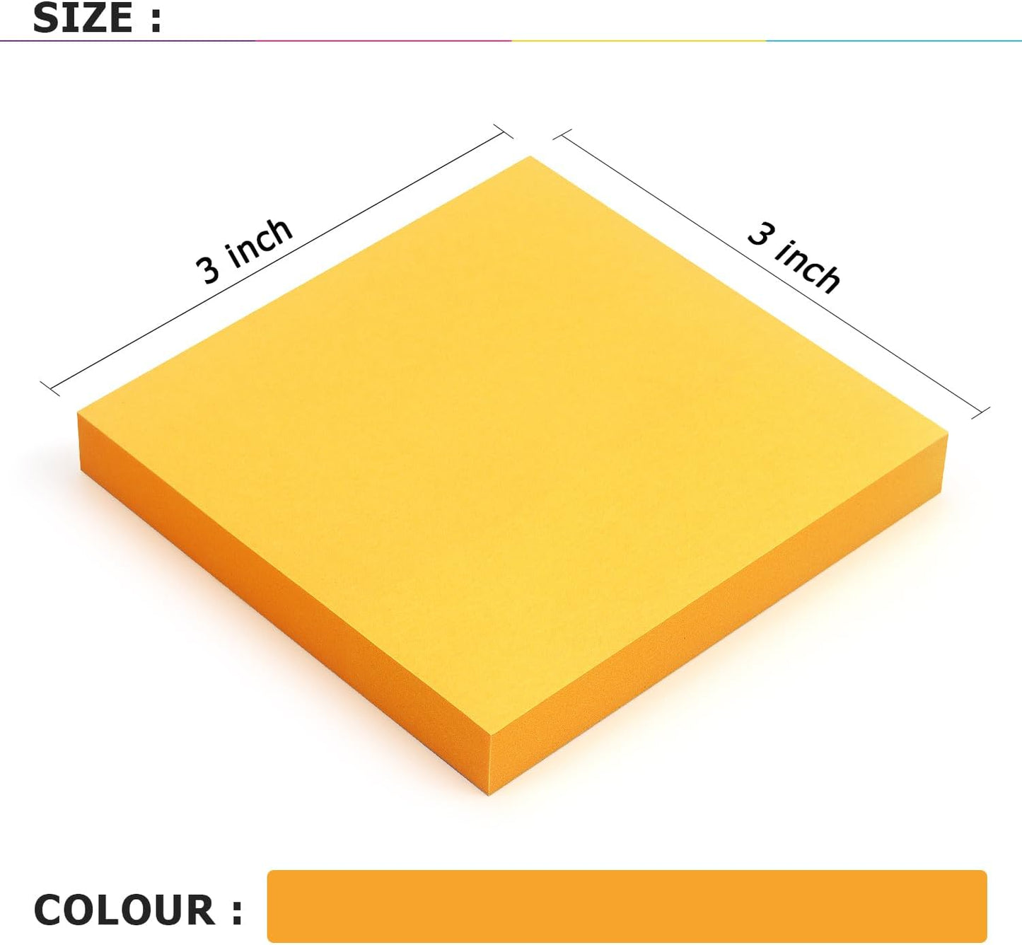 Sticky Notes 3x3 Self-Stick Notes Bright Colors Sticky Notes 4 Pads 100 Sheets/Pad (Orange)