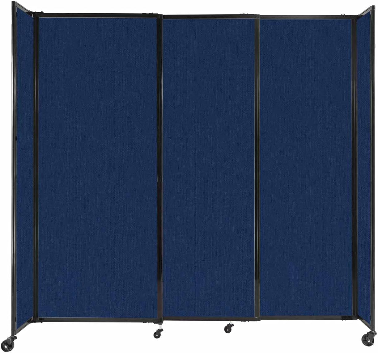 Versare Straightwall Sliding Portable Wall Partition | Freestanding Office Dividers | Locking Wheels | Temporary Room Separator | 7'2'' Wide x 6'10'' Tall Navy Blue Fabric Panels