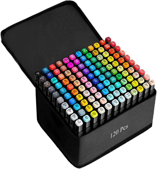 120 Colors Alcohol Markers Artist Drawing Art Dual Tip Markers Perfect for Kids Boys Girls Students Adult