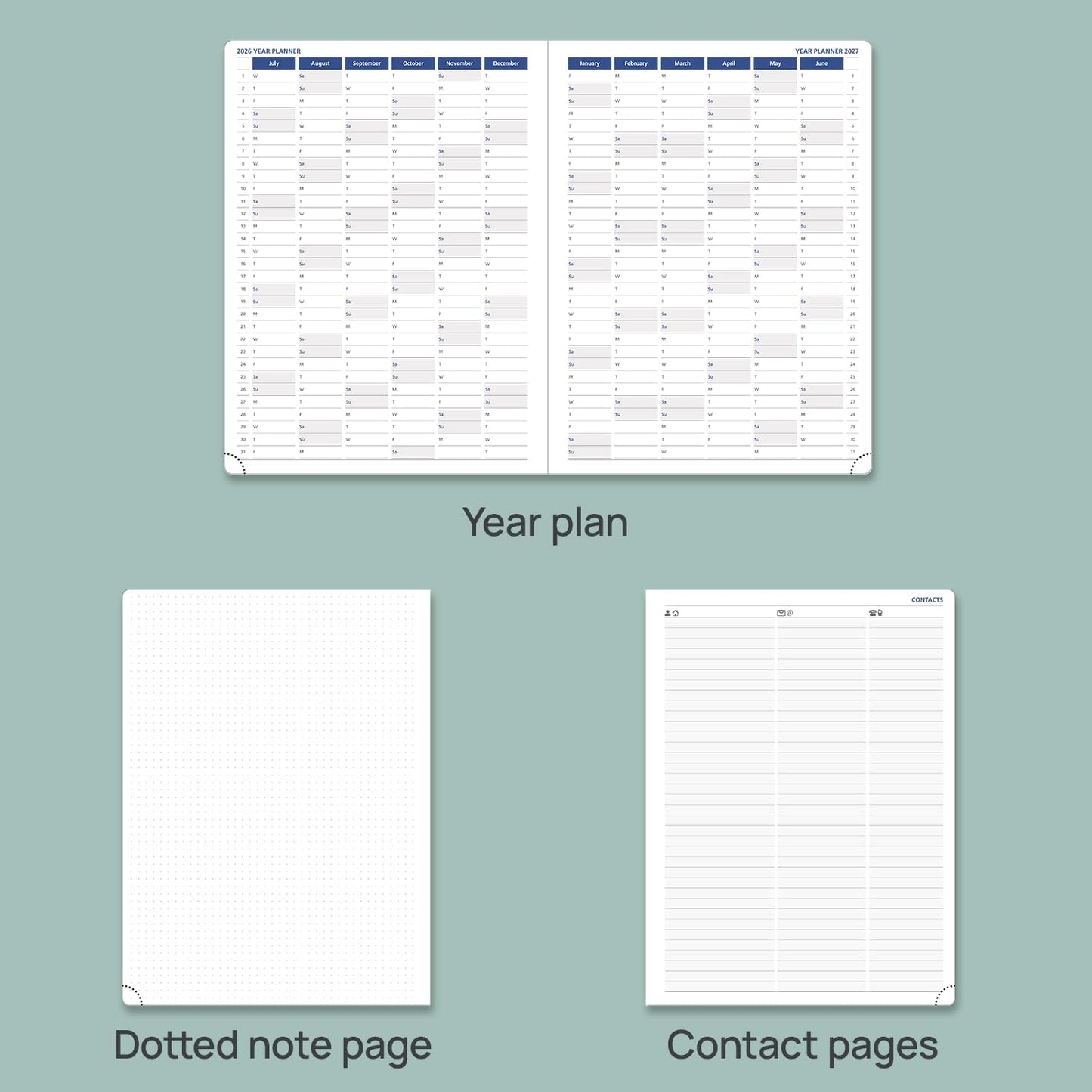 POPRUN Academic Planner 2025-2026, 8.5'' x 11.25'', Quarter-Hourly Appointment Book (July 2025-June 2026) with PU Leather Soft Cover, Dual Pockets, Monthly Tabs, 100GSM Thick Paper - Cornflower