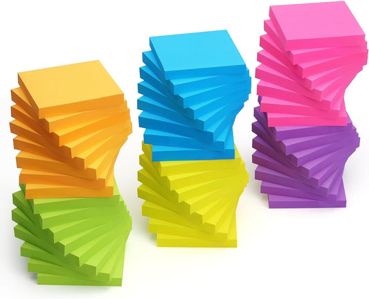 Sticky Notes 3x3 inch Bright Colors Self-Stick Pads 48 Pads/Pack 90 Sheets/Pad Total 4320 Sheets