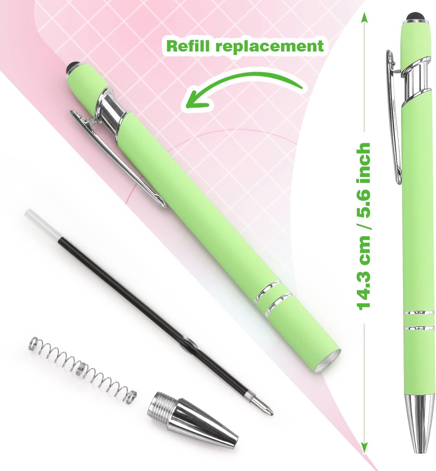 Bribobo 8 Pack Ballpoint Pen 2-in-1 Stylus Retractable Ballpoint Pen with Stylus tip, Metal Stylus Pen for Touch Screens, 1.0 mm Black Ink(Mixed Color)