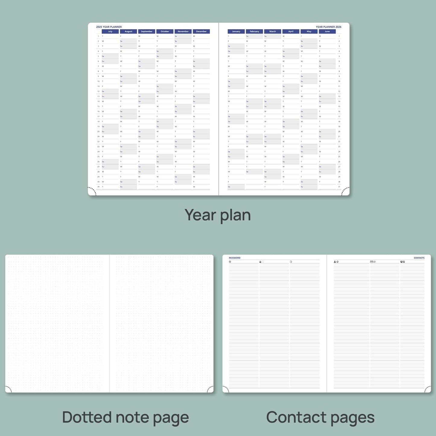 POPRUN Monthly Planner 2025-2026, 8.5'' x 11.25'', 13-Monthly Calendar (July 2025-July 2026) 15-Minute Hourly Appointment Book with Stair Tabs, Soft Cover, 100GSM Paper - Black