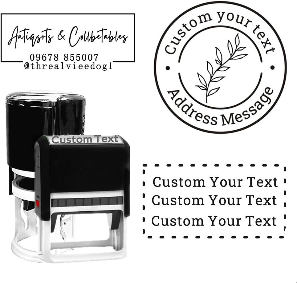 Multi-Size Custom Stamps Self Inking Personalized Logo Name Image Return Address Rubber Stamps for Office Business Personal Use(Round-1.25inch)