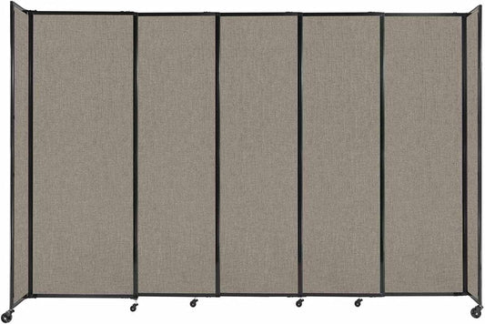 Versare Straightwall Sliding Portable Wall Partition | Freestanding Office Dividers | Locking Wheels | Temporary Room Separator | 11'3" Wide x 7'6" Tall Warm Pebble Fabric Panels