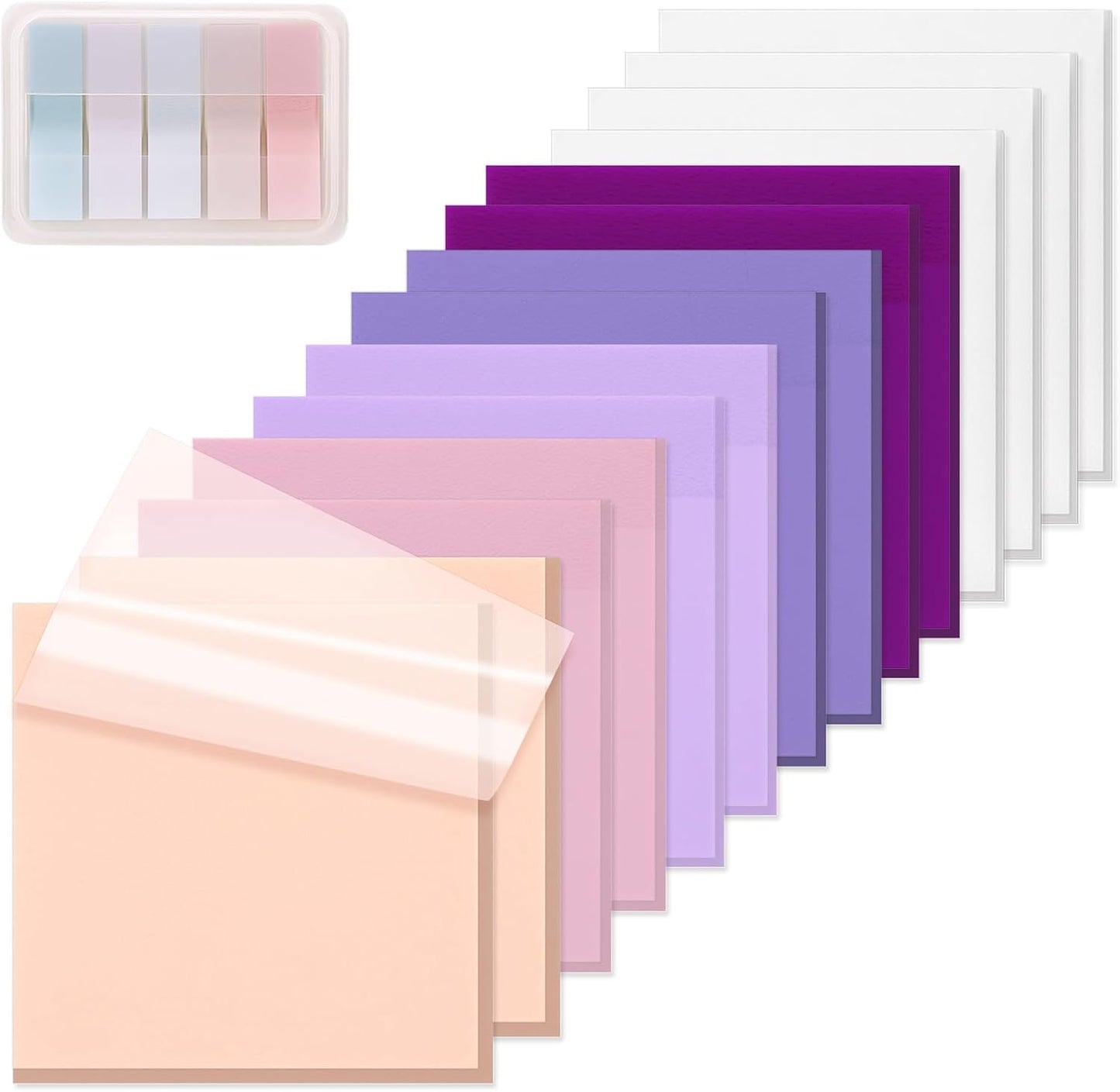 ‎SYMDROMIA Transparent Sticky Notes, 3"x3" Clear Post Translucent Sticky Notes with See Through Self-Adhesive Sticky Pads for Office School College Supplies, 800 Sheets Lavender Purple